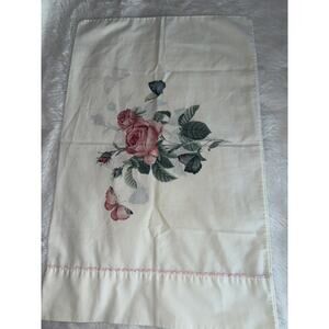 1 Rose W/ Pink embroidered Scallop cuff Stevens Standard pillow Cases 29x19in